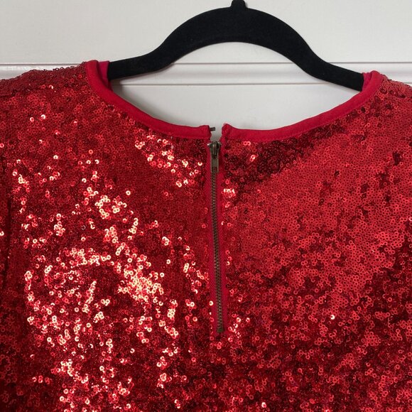 Red Sequin Embellished High-Low Dress - Picture 6 of 7
